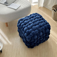 Large Knot Velvet Ottoman Pouf | 20"x20"x17"