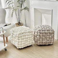 Large Knot Velvet Ottoman Pouf | 20"x20"x17"