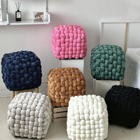 Large Knot Velvet Ottoman Pouf | 20"x20"x17"