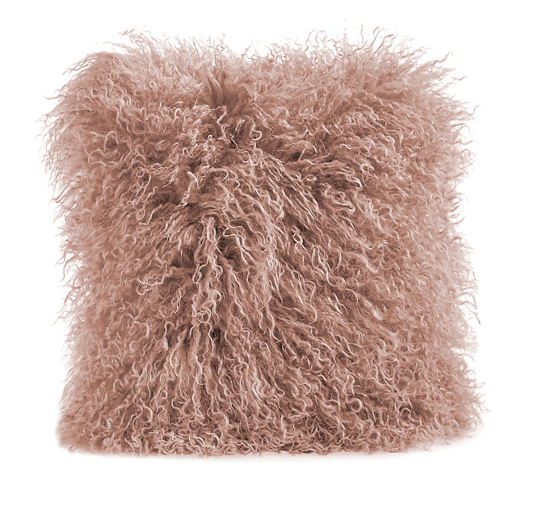 Mongolian Fur Throw Pillow | 16" x 16"