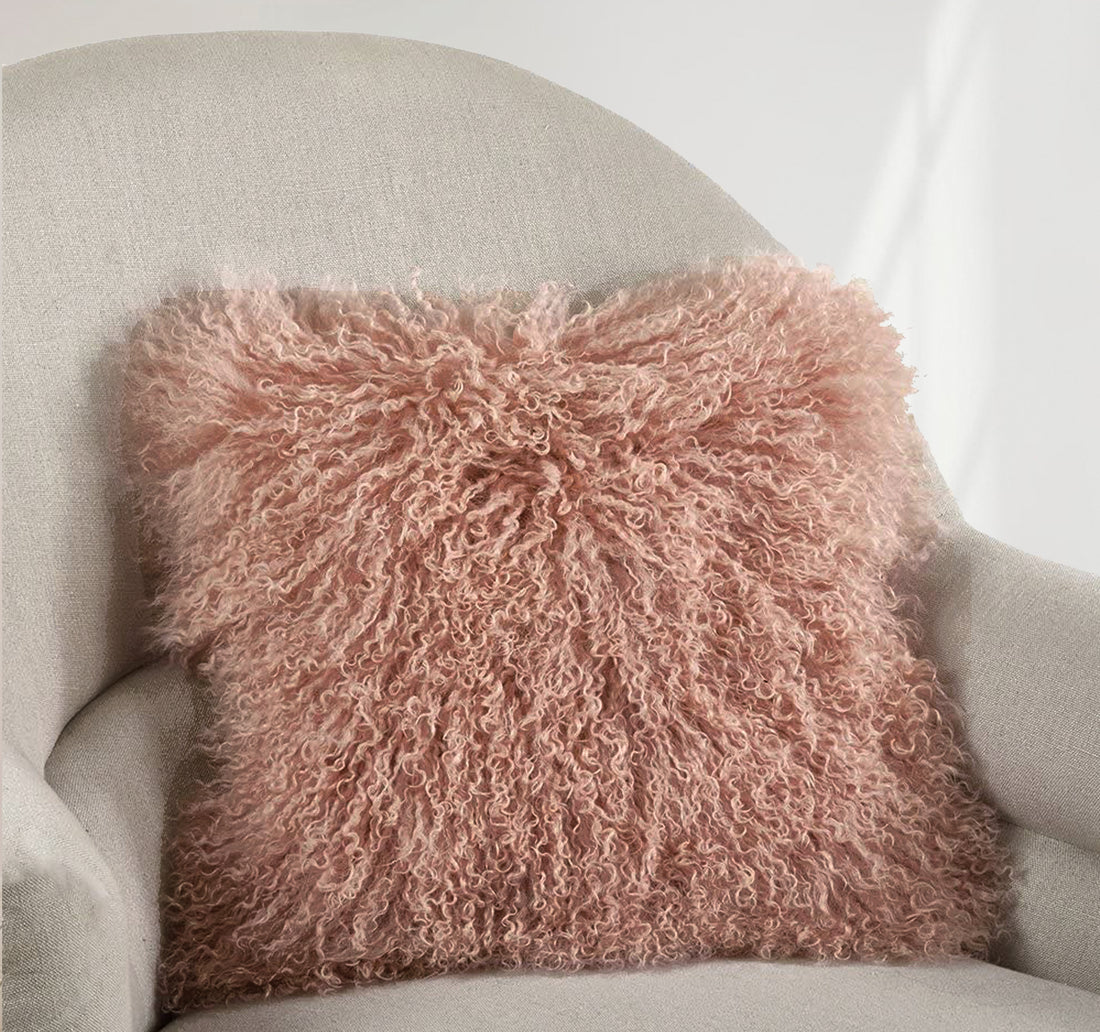 Mongolian Fur Throw Pillow | 16" x 16"