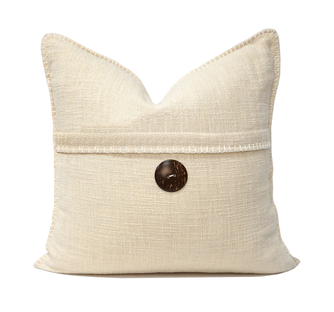 Wendy Button Whip Stitch Throw Pillow Cover | 20" x 20"