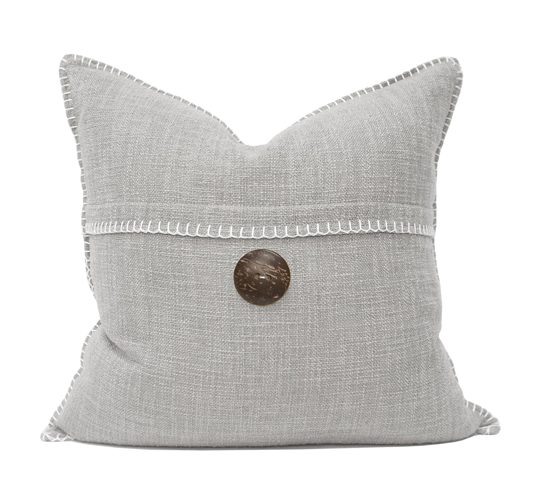 Wendy Button Whip Stitch Throw Pillow Cover | 20" x 20"