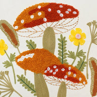Mushroom & Wildflowers Throw Pillow Cover | Ivory | 18" x 18"
