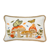 Mushrooms & Butterflies Throw Pillow Cover | Multi | 14" x 20"