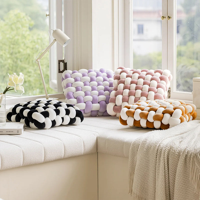 Sophia Two Toned Square Knot Pillow | 12"x13"x4.5"