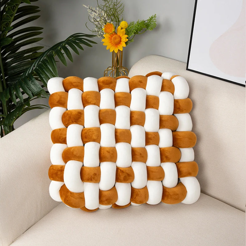 Sophia Two Toned Square Knot Pillow | 12"x13"x4.5"