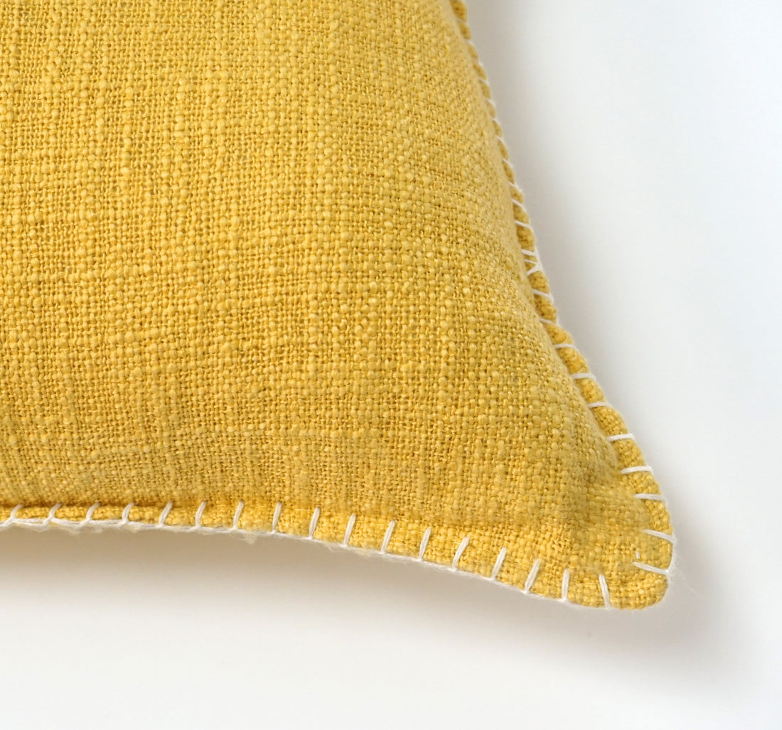 Wendy Button Whip Stitch Throw Pillow Cover | 20" x 20"