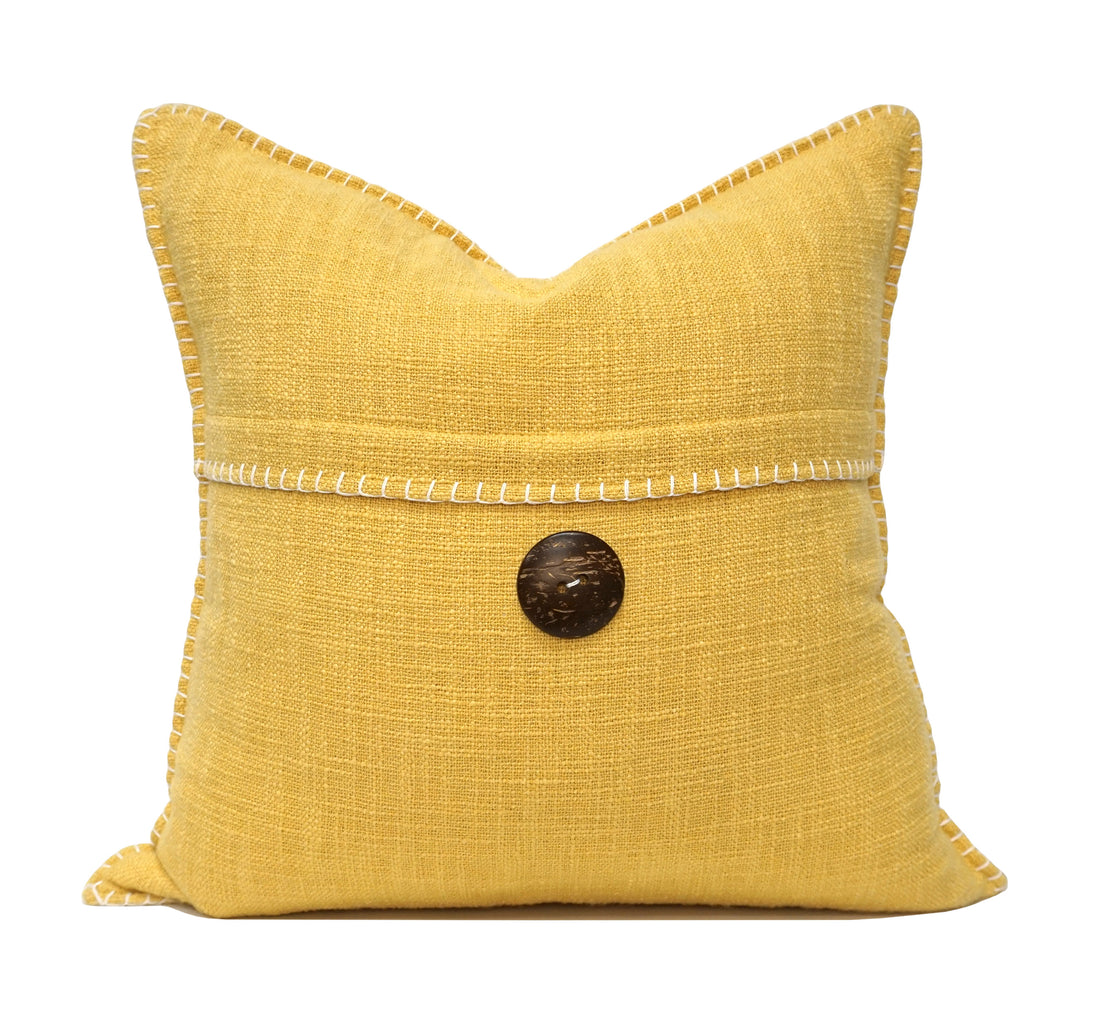 Wendy Button Whip Stitch Throw Pillow Cover | 20" x 20"