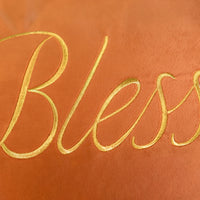 Blessed on Velvet Base With Whip Stitch Throw Pillow | 14"x20"
