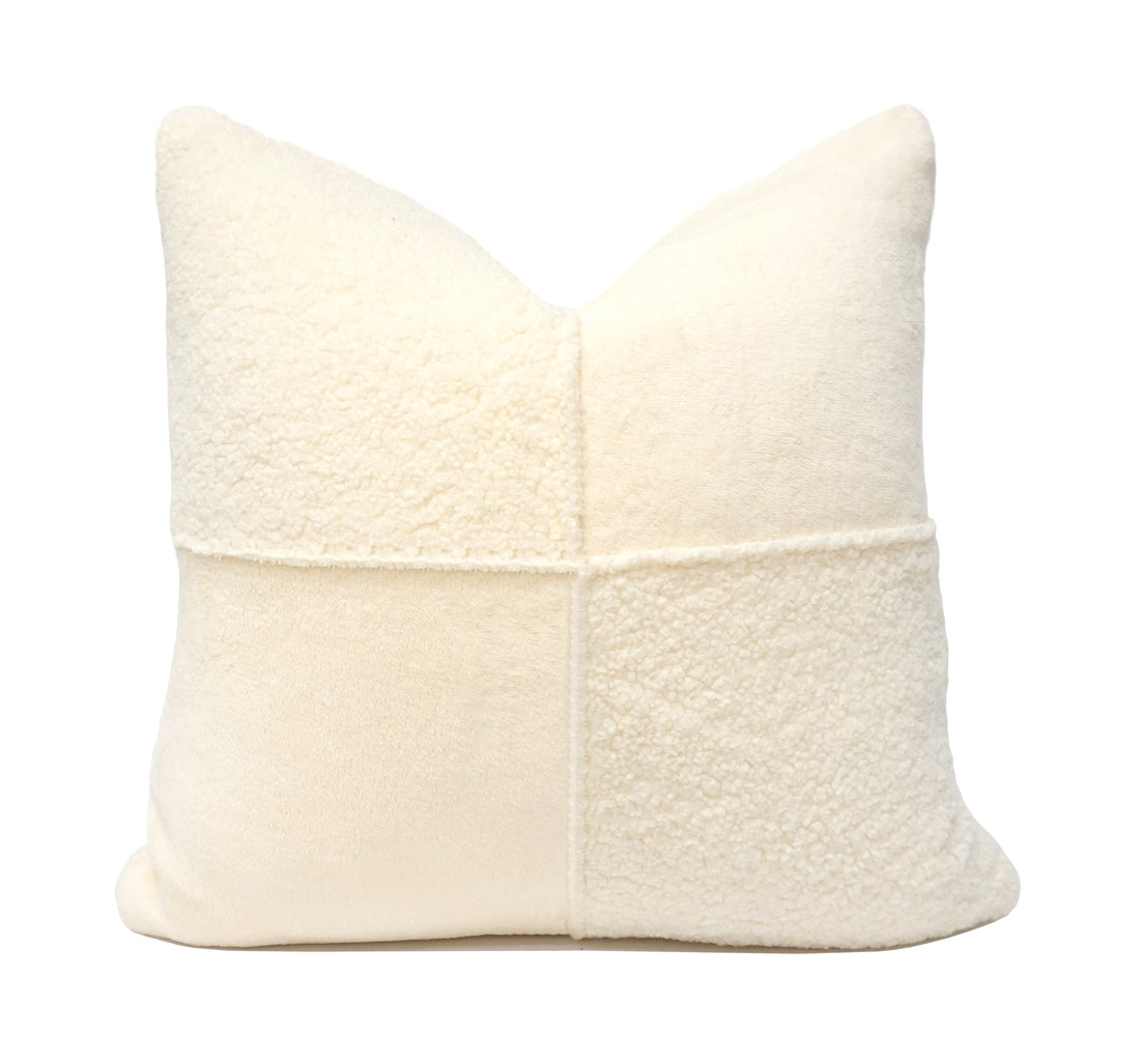 Viola Teddy Patchwork Throw Pillow Cover  | 20" x 20" | 22" x 22"