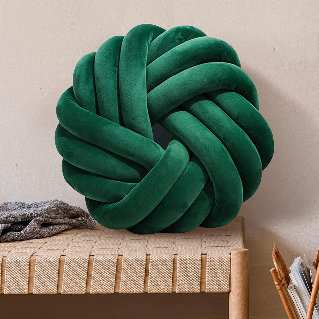 Camelia Round Knot Velvet Throw Pillow | 13"