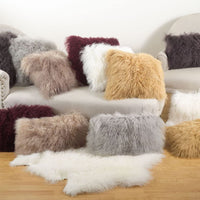Mongolian Fur Throw Pillow | 16" x 16"