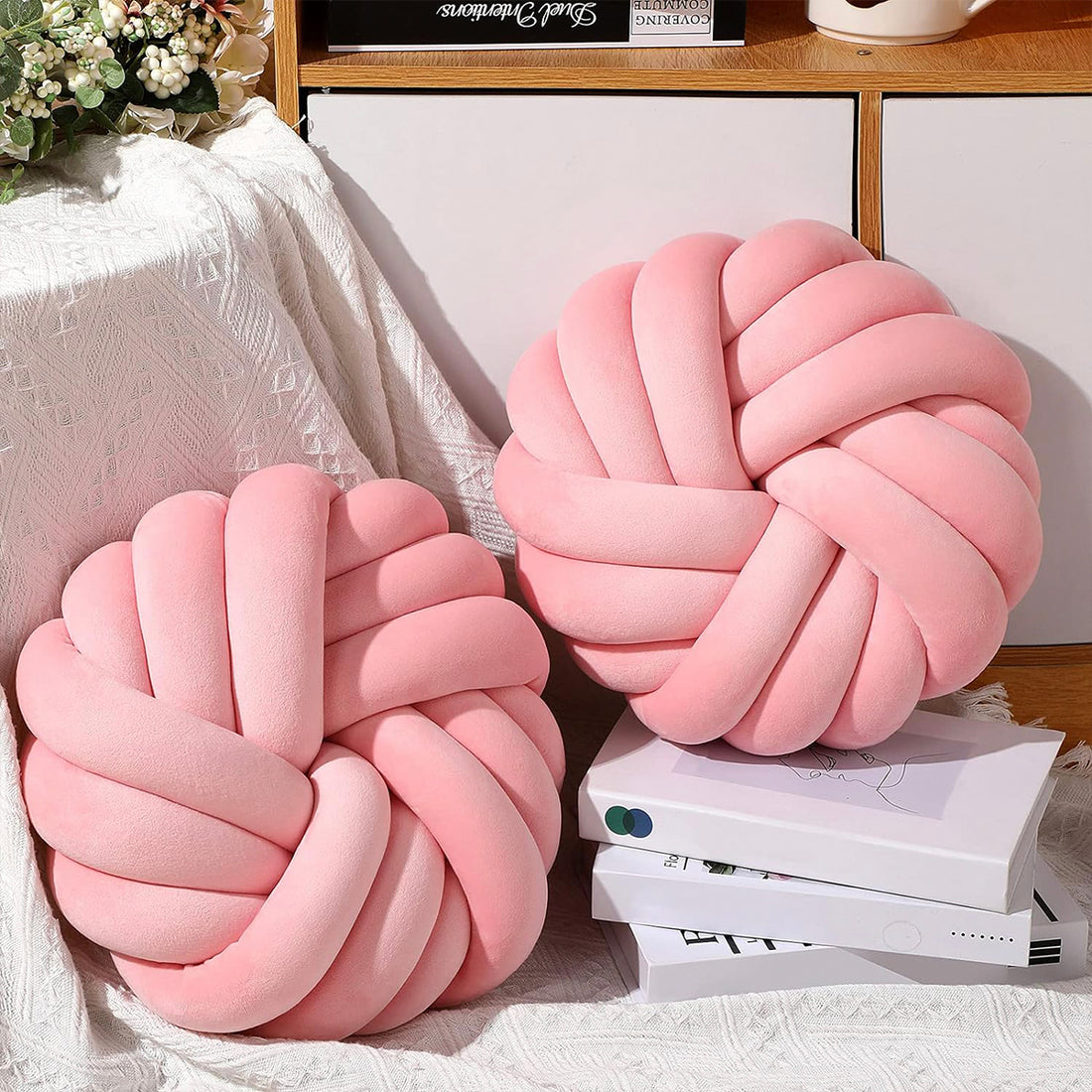 Camelia Round Knot Velvet Throw Pillow | 13"
