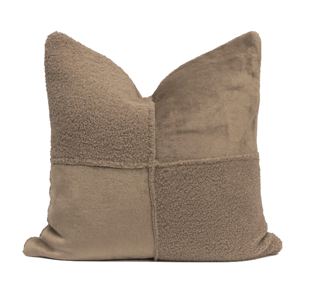 Viola Teddy Patchwork Throw Pillow Cover  | 20" x 20" | 22" x 22"