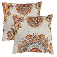 Set of 2 Maui Indoor/Outdoor Throw Pillows | Orange Multi | 17"x17"