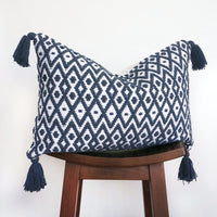 Felix Indian Throw Pillow Cover | Navy/White | 16" x 24"