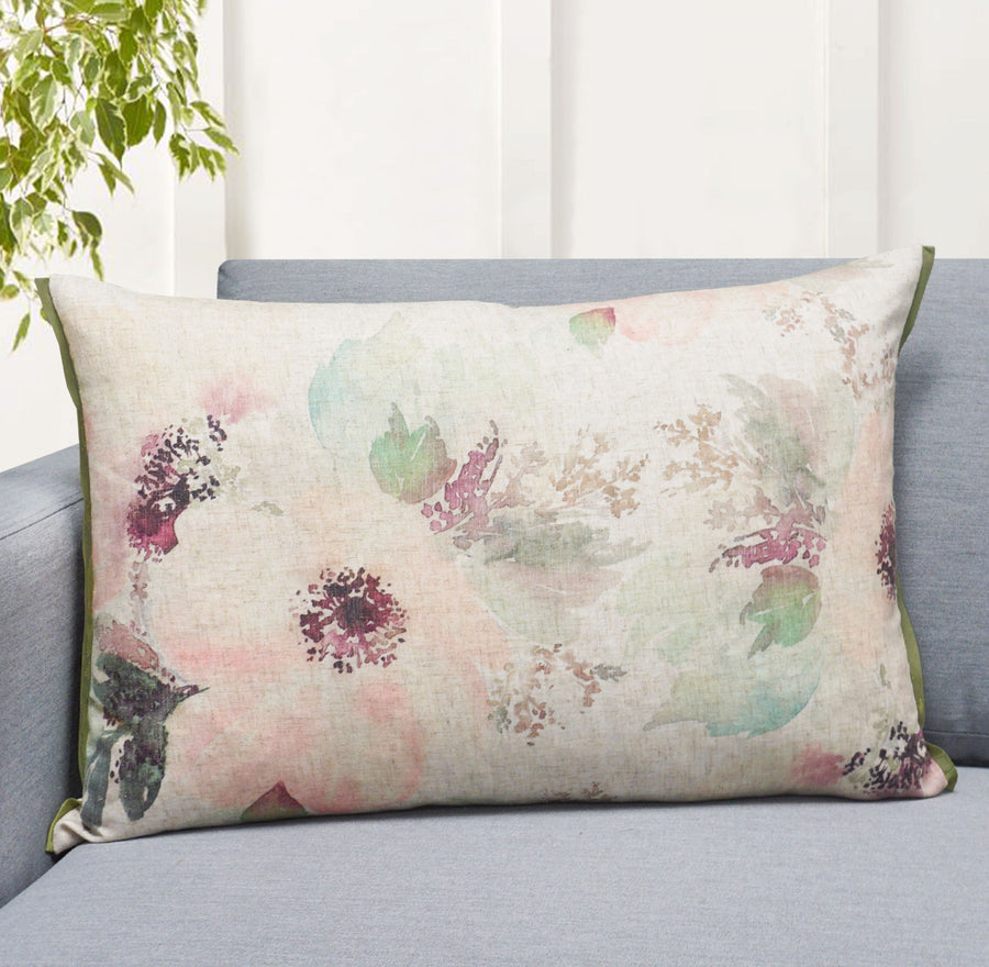 Watercolor Floral Print Throw Pillow Cover | Apple | 16" x 24"