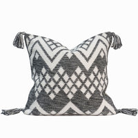 Remy Indian Throw Pillow Cover | Gray/White | 20" x 20"