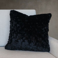 Morgan Faux Fur Throw Pillow | Black | 20" x 20"