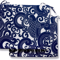 Set of 2 Blue Carp Indoor/Outdoor Seat Cushions | Navy | 16"x18.5X3"