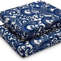 Set of 2 Blue Carp Indoor/Outdoor Seat Cushions | Navy | 16"x18.5X3"