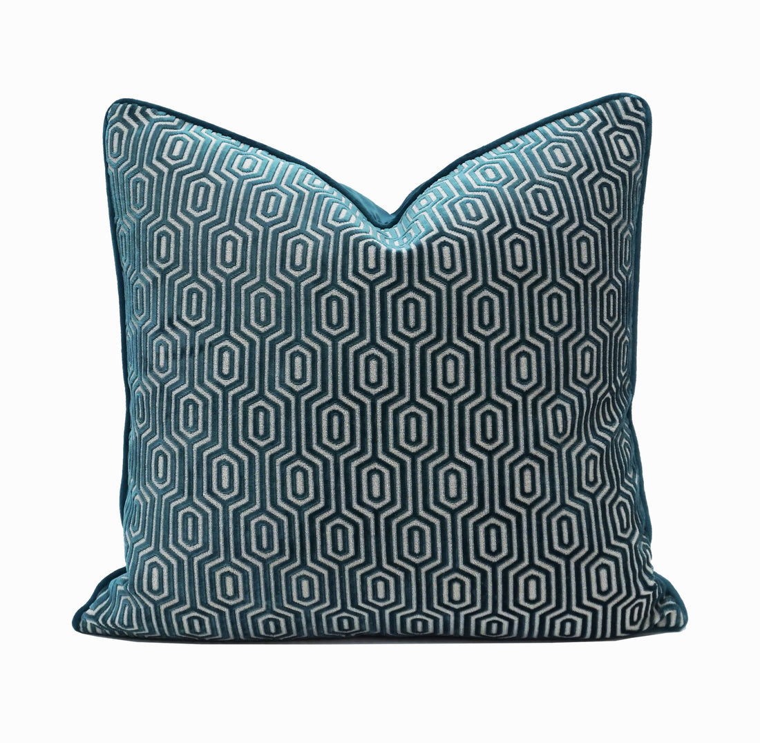 Porter Cut Velvet Throw Pillow Cover | Peacock | 20" x 20"