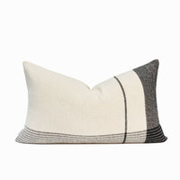 Lucca Indian Throw Pillow Cover | Ivory/Black | 16"x 24"