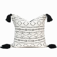 Bali Indian Throw Pillow Cover | White/Black | 18"x 18"