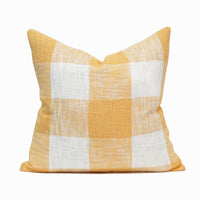 Set of 2 Linen Buffalo Check Throw Pillow Cover | Yellow | 20" x 20"