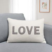 Love Teddy Throw Pillow Cover | Ivory/Gray | 14" x 20"