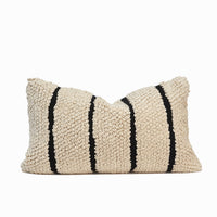 Ezra Indian Throw Pillow Cover | Natural/Black | 16" x 24"