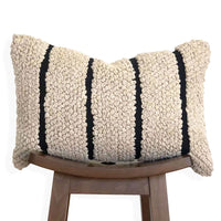 Ezra Indian Throw Pillow Cover | Natural/Black | 16" x 24"