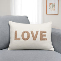 Love Teddy Throw Pillow Cover | Ivory/Tan | 14" x 20"
