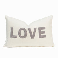 Love Teddy Throw Pillow Cover | Ivory/Gray | 14" x 20"