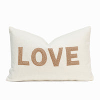 Love Teddy Throw Pillow Cover | Ivory/Tan | 14" x 20"