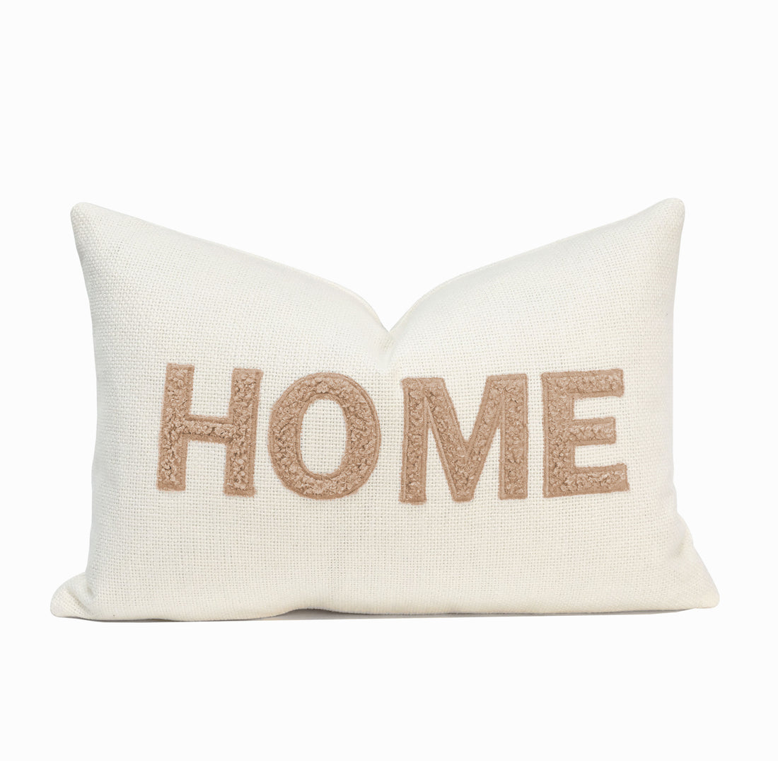 Home Teddy Throw Pillow Cover | Ivory/Tan | 14" x 20"