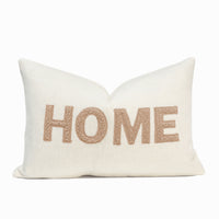 Home Teddy Throw Pillow Cover | Ivory/Tan | 14" x 20"