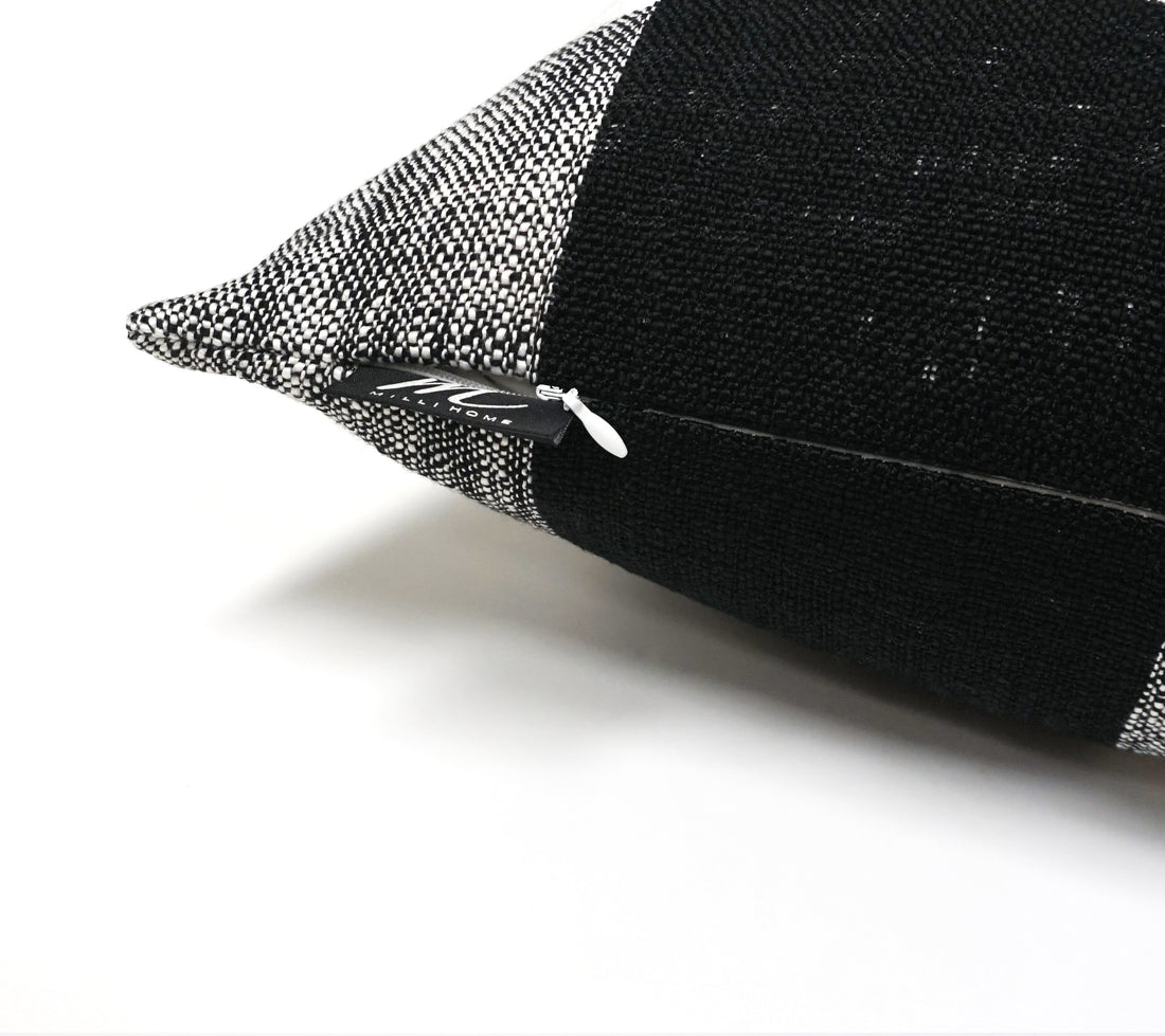 Set of 2 Linen Buffalo Check Throw Pillow Cover | Black/White | 20" x 20"