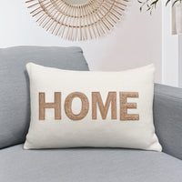 Home Teddy Throw Pillow Cover | Ivory/Tan | 14" x 20"