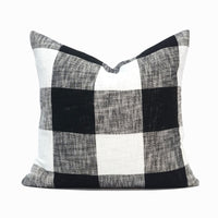 Set of 2 Linen Buffalo Check Throw Pillow Cover | Black/White | 20" x 20"