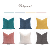 Set of 2 Belgian Velvet Throw Pillow Cover Knife Edge | 20" x 20"