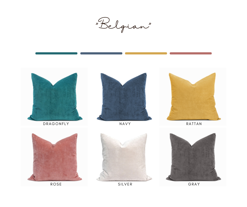 Set of 2 Belgian Velvet Throw Pillow Cover Knife Edge | 20" x 20"