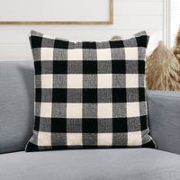 Chenille Buffalo Check Throw Pillow Cover | Black/White | 20" x 20"