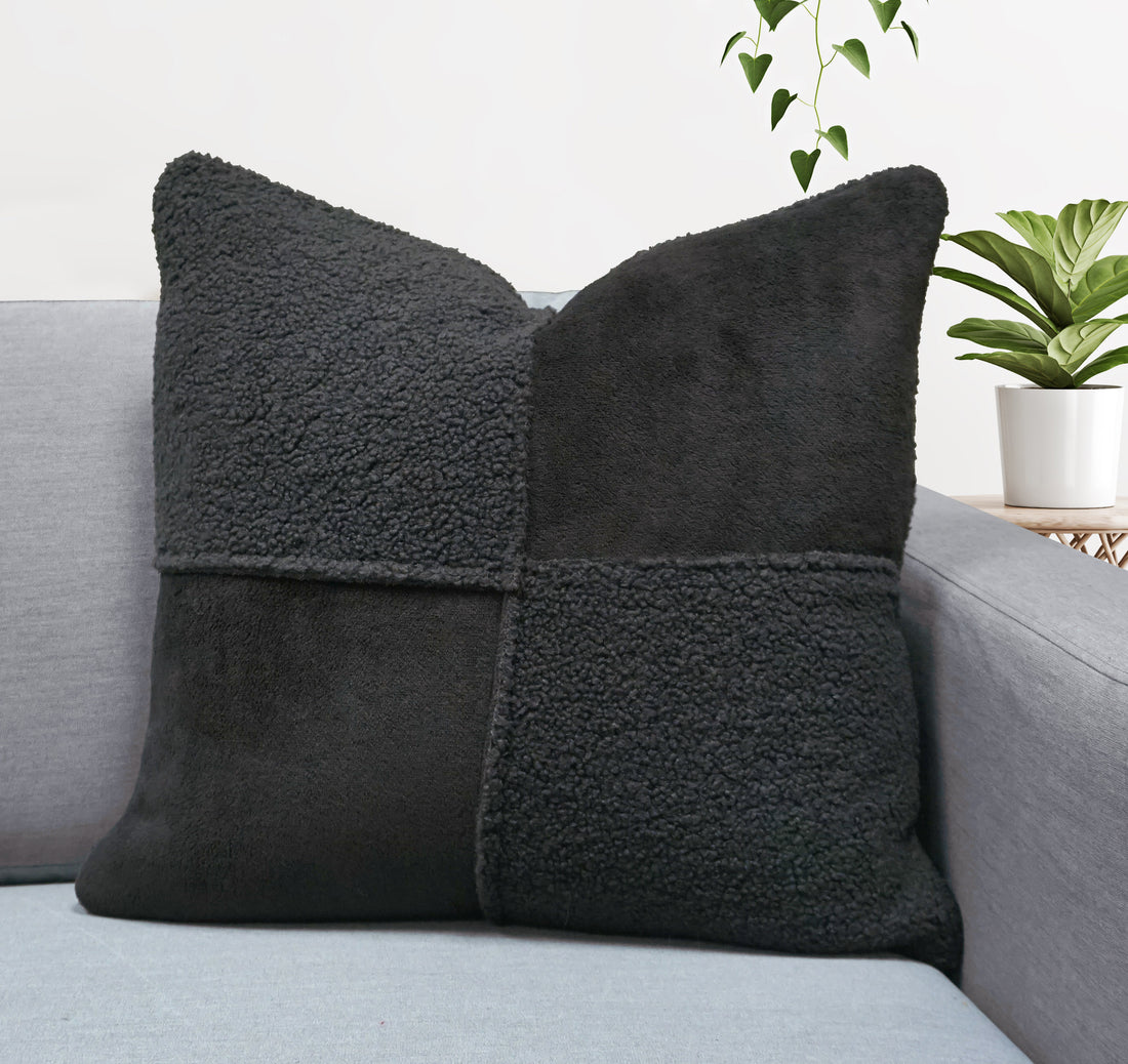Viola Teddy Patchwork Throw Pillow Cover  | 20" x 20" | 22" x 22"