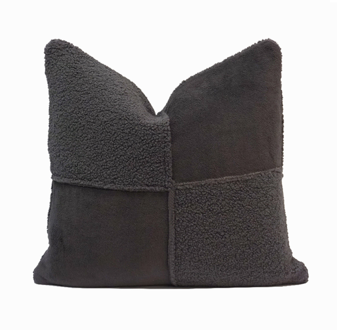 Viola Teddy Patchwork Throw Pillow Cover  | 20" x 20" | 22" x 22"