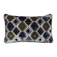 Ikat Lumbar Cut Velvet Throw Pillow Cover | Multi | 12" x 20"