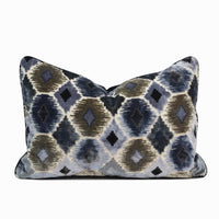Ikat Lumbar Cut Velvet Throw Pillow Cover | Multi | 12" x 20"