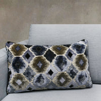 Ikat Lumbar Cut Velvet Throw Pillow Cover | Multi | 12" x 20"