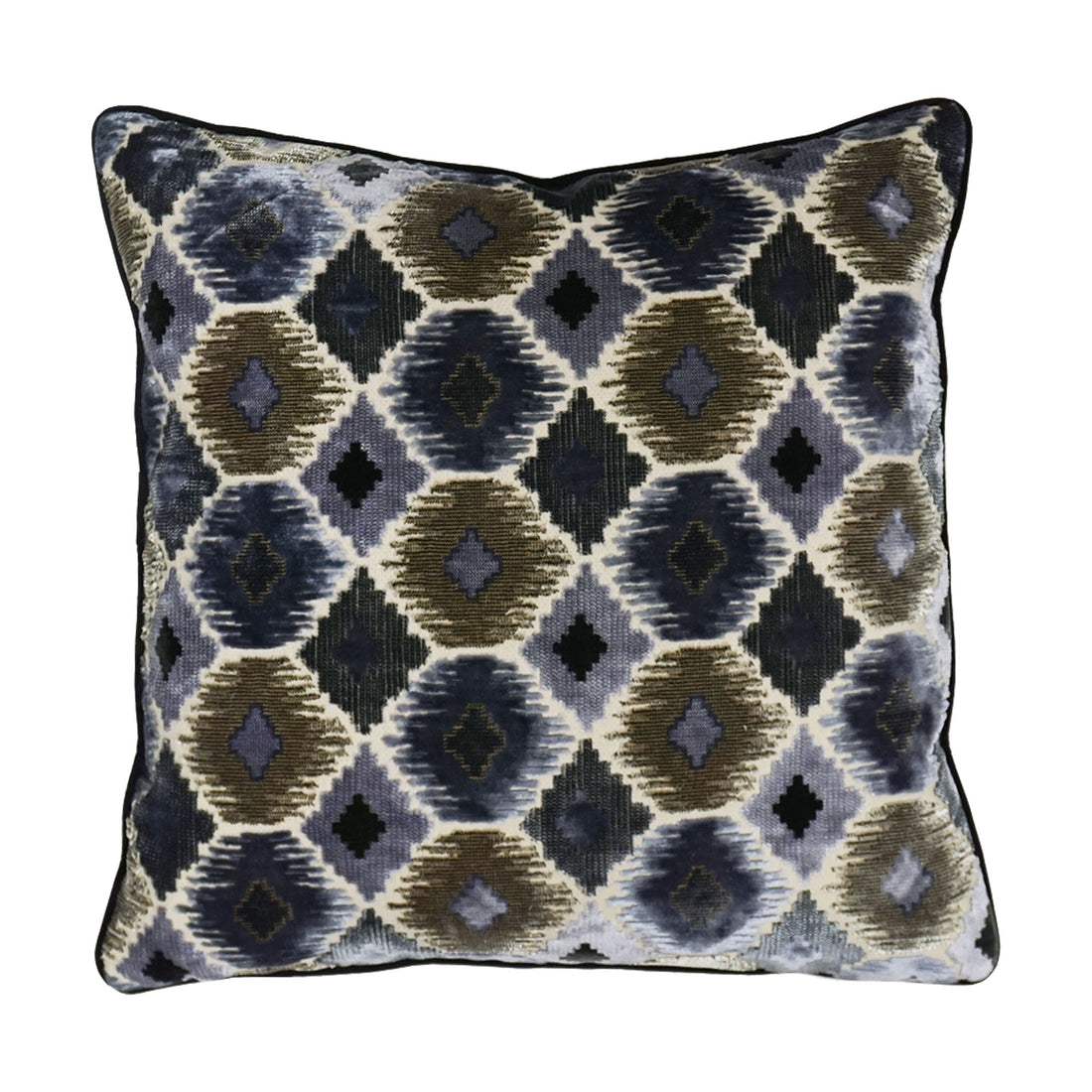 Ikat Cut Velvet Throw Pillow Cover | Multi | 20" x 20"